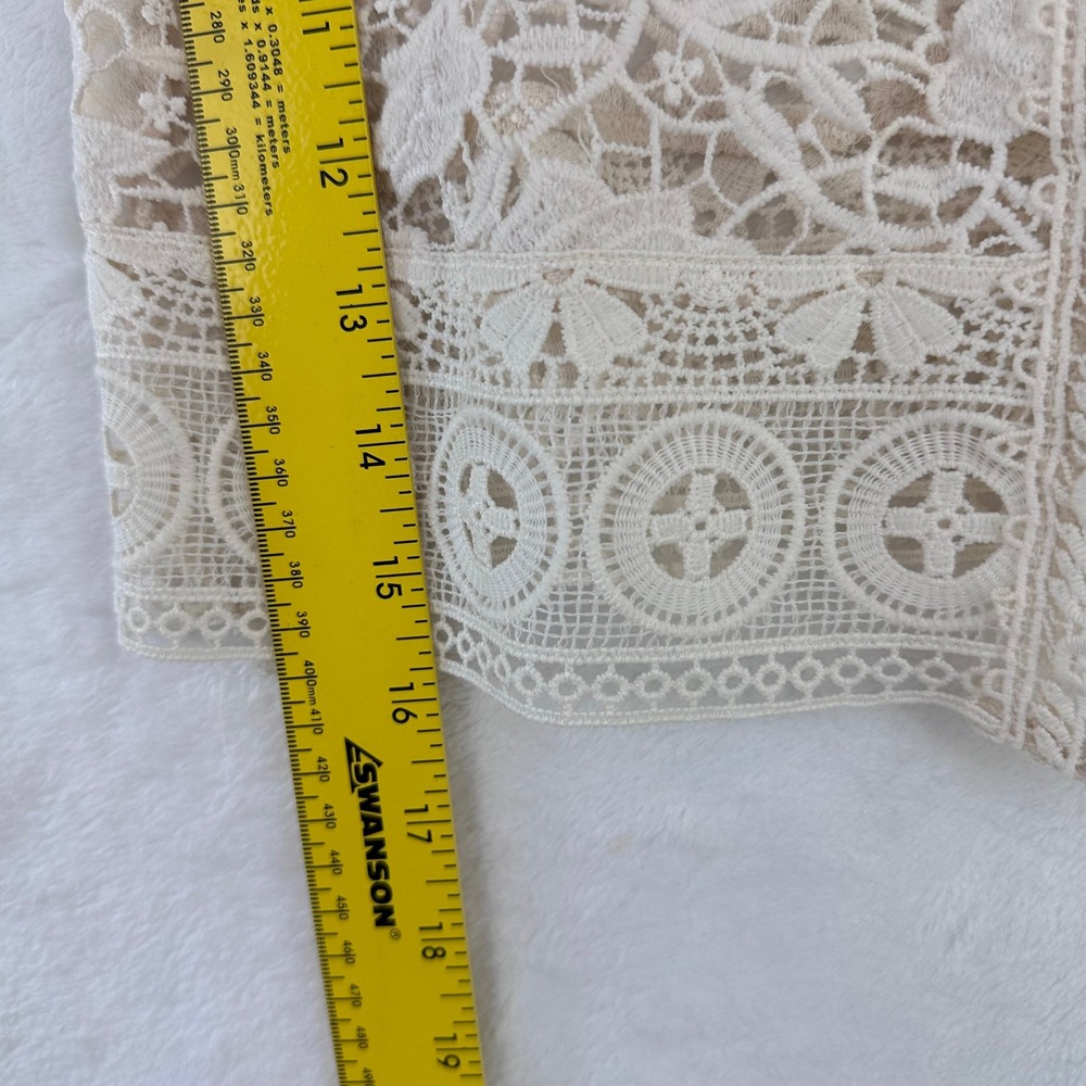 Nymphaea Alba Lace Cardigan Cream Floral Open Front 3/4 Sleeve Size M‎ / 42 - Picture 8 of 13